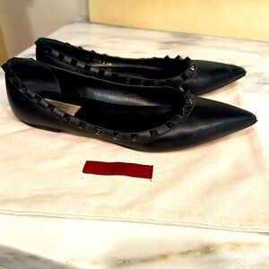 Valentino rock stud black ballet flats with pointed toe sz 40
